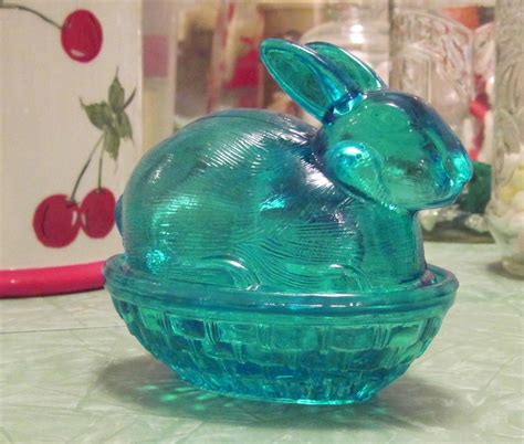 Glass Candy Dish Of A Bunny Rabbit On Nest I Have Several Of These