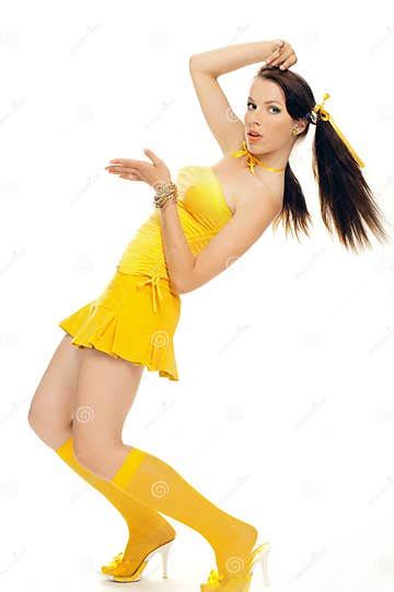 Sex Girl In A Yellow Dress Stock Image Image Of Person 10830515