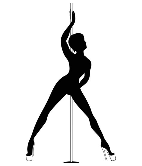 Set Vector Silhouette Girl Pole White Background Pole Dance Illustration Stock Vector Image By