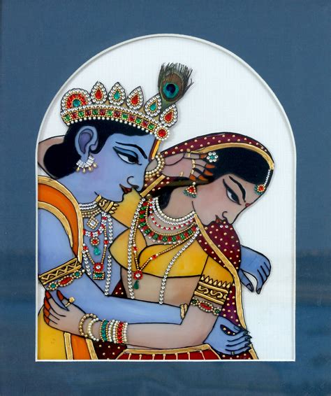 Glass Tanjore Painting Of Lord Krishna And Radha