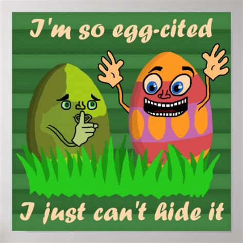 Funny Cute Easter Eggs Cartoon Poster Zazzle