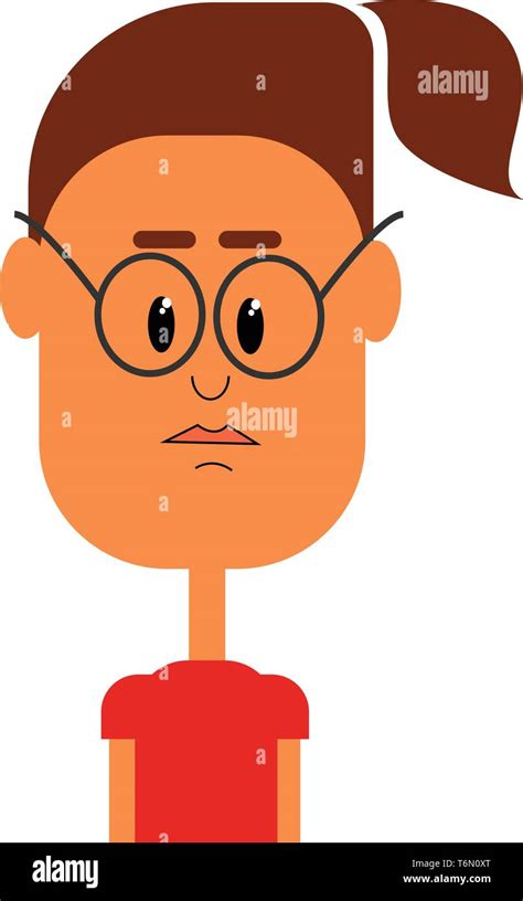 A Tall Girl Wearing Glasses In A Sad Face Vector Color Drawing Or