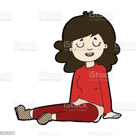 Comic 말풍선이 있는 즐거운 앉아 있는 여성 바닥용 그리기에 대한 스톡 벡터 아트 및 기타 이미지 그리기 낙서 드로잉