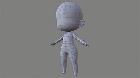 3d Model Female Chibi Lowpoly Character Base Mesh Vr Ar Low Poly