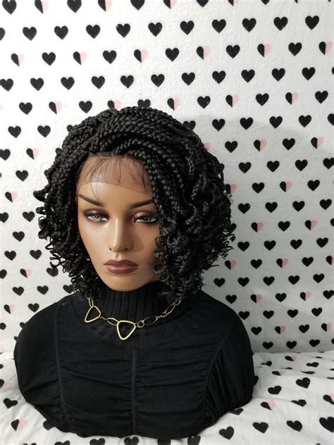 Handmade Box Braid Braided Lace Front Wig With Curly Ends Etsy