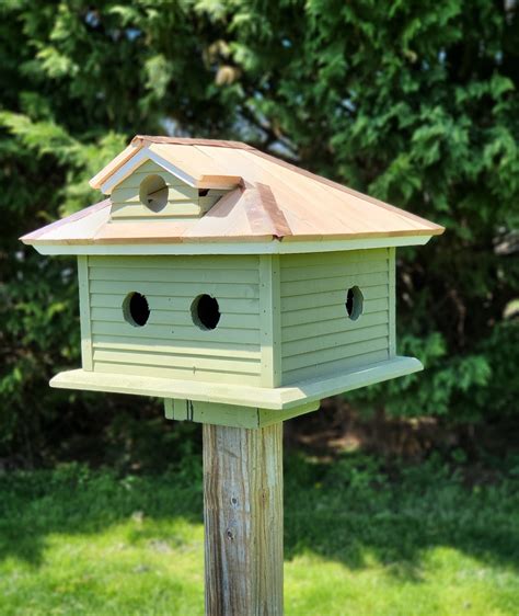 Amish Handmade Purple Martin Bird House Primitive Design Cedar Roof Copper Trim With 5 Nesting