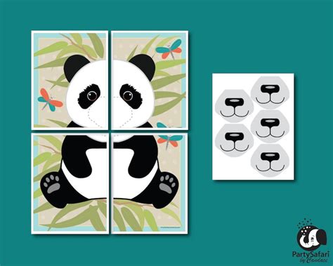 Panda Bear Pin The Nose On The Bear Game Panda Pin The Nose Etsy