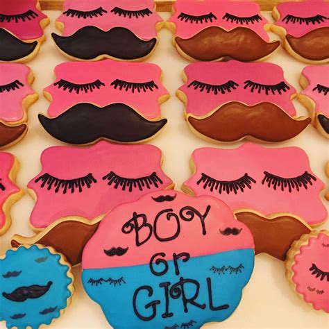 Staches And Lashes Reveal Gender Cookies Gender Reveal Candy Gender