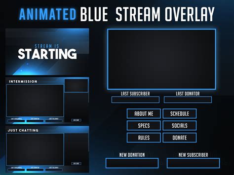 Animated Blue Twitch Overlay Package Blue Twitch Overlay Etsy México