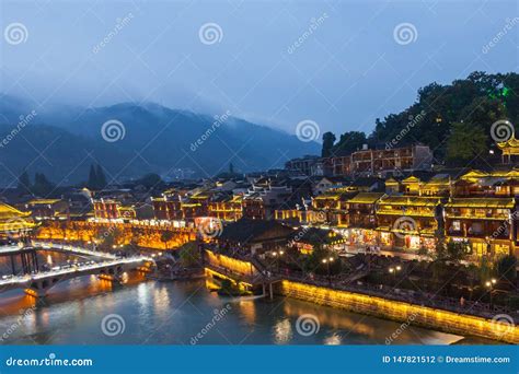 Hunan Fenghuang Ancient City Night Scenery Editorial Photography