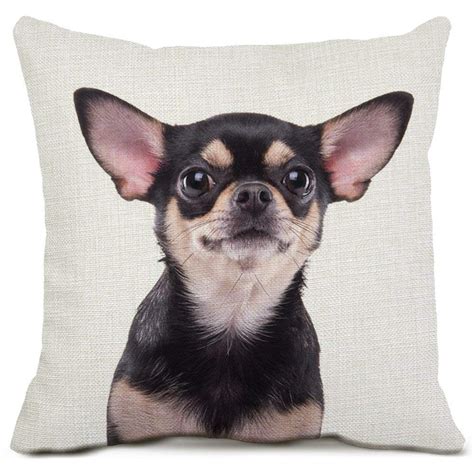 Dog pillows with removable cover. Chihuahua Dog Decorative Throw Pillow Covers Cotton Linen ...