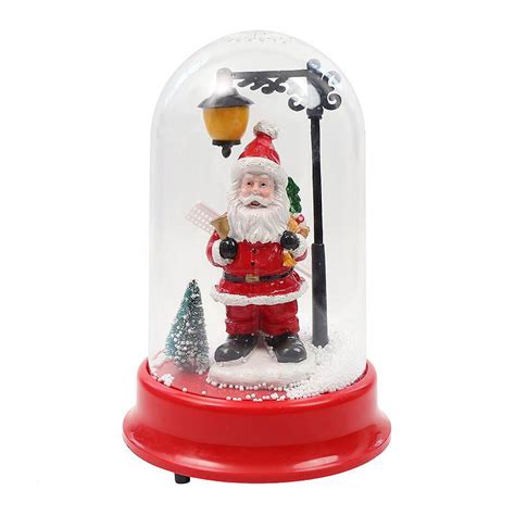 Elegantoss Christmas Lighted Rotating Music Box Snow Globe With Santa