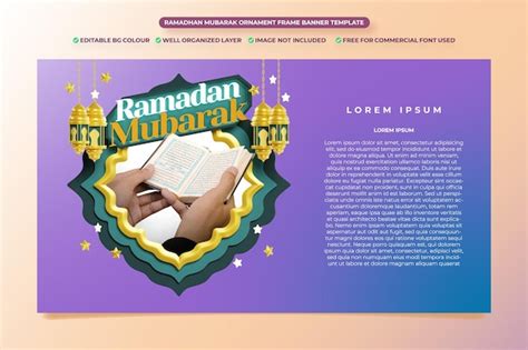 Premium Psd Ramadhan Mubarak Ornament Frame Banner Template