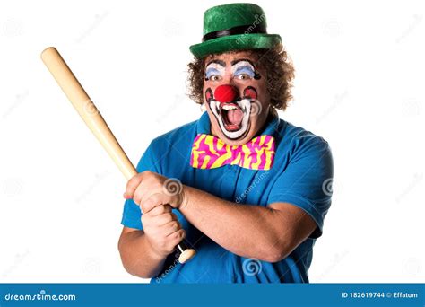 Holidays Funny Fat Clown White Background Stock Photo Image Of