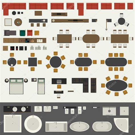 Furniture Symbols Set — Stock Vector © Bolotoff 152744794