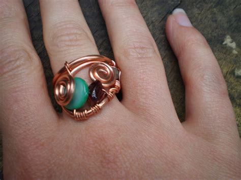 Green Shell Garnet And Adventurine Copper Ring Natalia Bianco Flickr