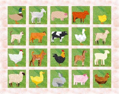 20 Farm Animals Quilt Block Patterns Cows Sheep Chickens