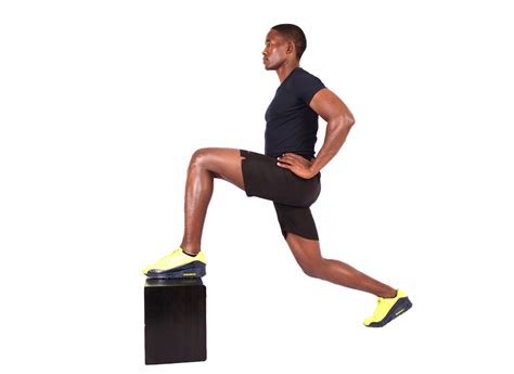 Athlete Doing Lunges On Step Up Box