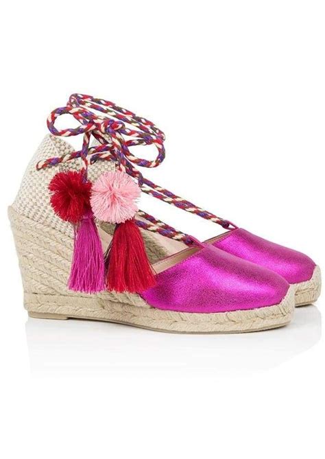 Air And Grace Shimmie Espadrille Wedge Pink Metallic