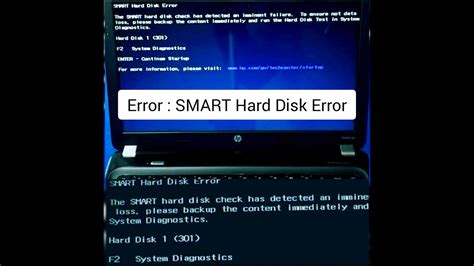Smart Hard Disk Error Hard Disk 1 301 No Boot Device Found Youtube