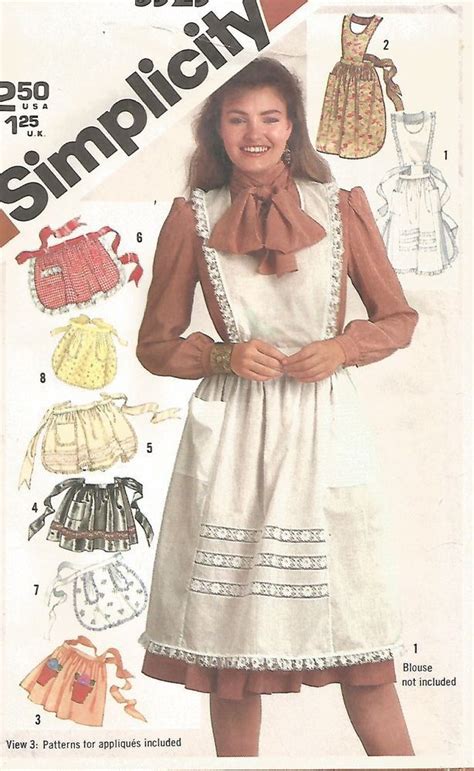 UNCUT VINTAGE FULL BIB COBBLERS APRON OR HALF HOSTESS APRONS W POCKETS PATTERN Cobbler