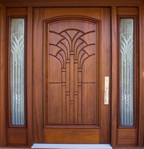 A Wooden Door With Glass Panels On The Front And Side Doors Are Made Of