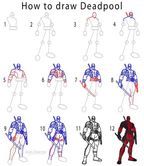How To Draw Deadpool Step By Step Drawing Tutorial With Pictures