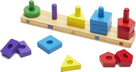 Melissa And Doug Stack And Sort Board Wooden Educational Toy With 15