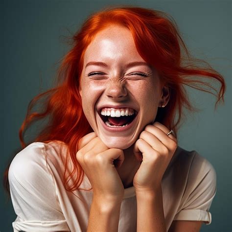 Premium Photo A Woman With Red Hair Is Laughing And Laughing