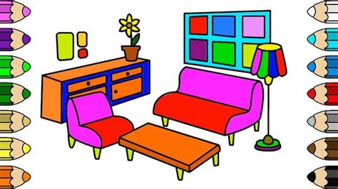 How To Draw Living Room Coloring Pages Learn Color And Drawing Page