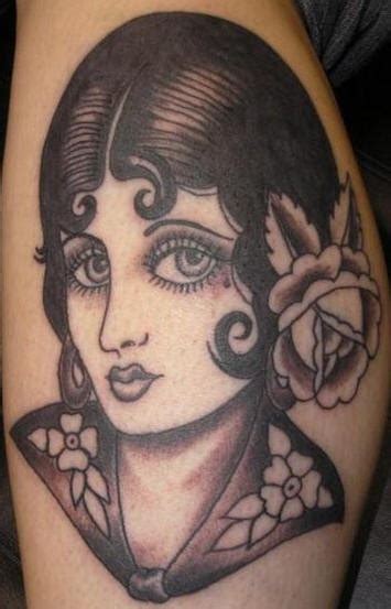 Old School Pin Up Girl Black Ink Tattoo Tattooimagesbiz