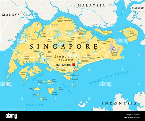 Carte Politique De Lîle De Singapour Avec Singapour Capitale Des