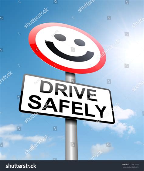 Illustration Depicting Roadsign Safe Driving Concept Stock Illustration