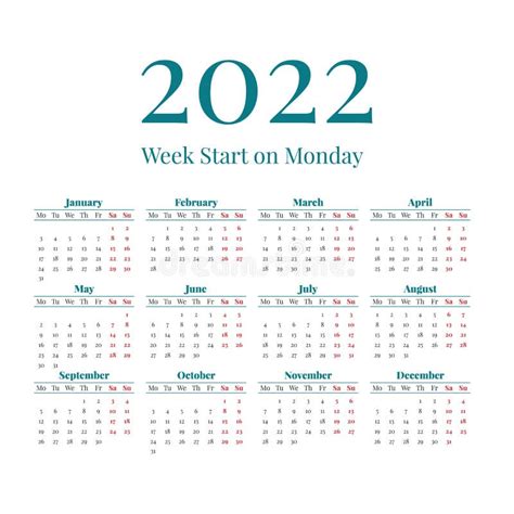 Calendario De 2022 Años Aislado En El Vector Blanco Del Fondo