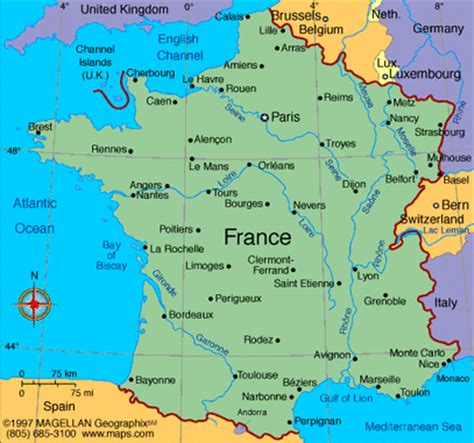 In ieder geval worden land en water onderscheiden. Location - 5 Themes of Geography: France