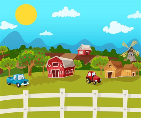 Farm Cartoon Background 469210 Vector Art At Vecteezy