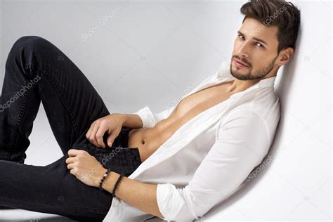 Sexy Athletic Male Model Posing Stock Photo By Kiuikson 97266582