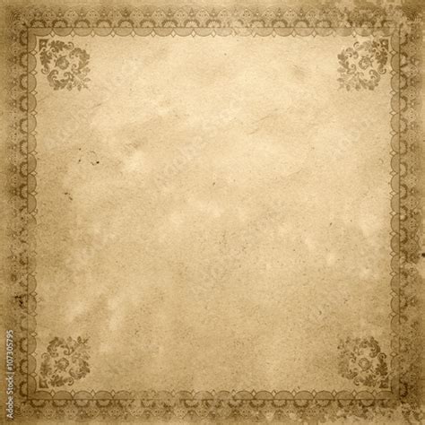 Old Paper Background With Vintage Border Stock Photo And Royalty