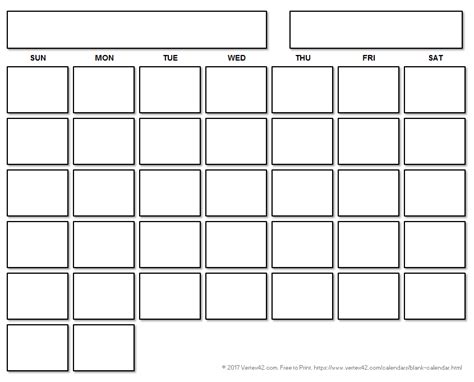 Printable Blank Calendar Pages