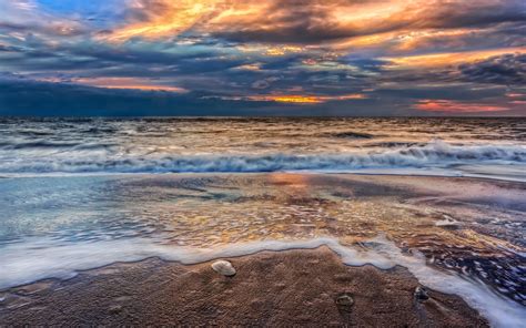 Beach Sunset Clouds Sea Wallpapers Hd Desktop And