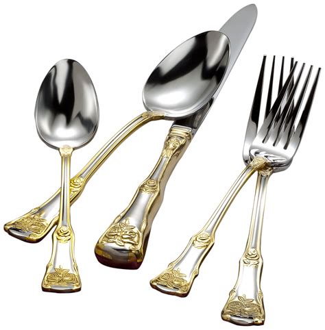 flatware country piece gold roses silverware royal setting dinner sets albert cutlery spoons forks rated amazon service knives wallace stainless