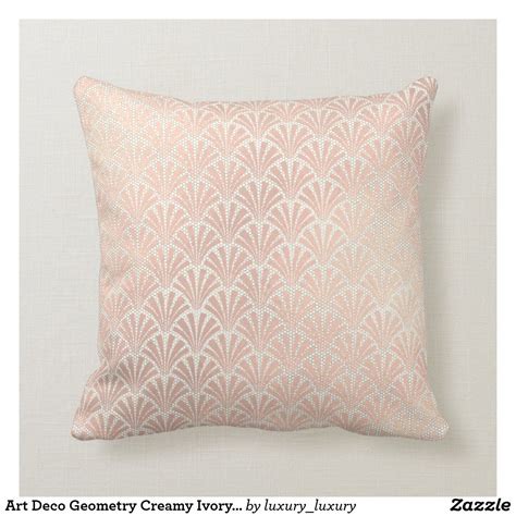 Art Deco Geometry Creamy Ivory Beige Rose Gold Throw Pillow Art Deco