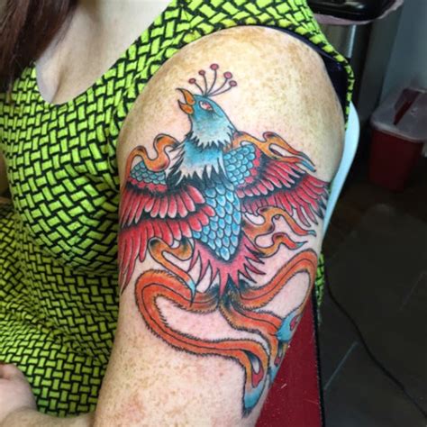 59 Outstanding Phoenix Shoulder Tattoos