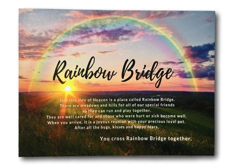 When a beloved pet dies. Rainbow Bridge Poem for Dogs & Cats Beautifully Portrayed on LED Canvas | Rainbow bridge poem ...