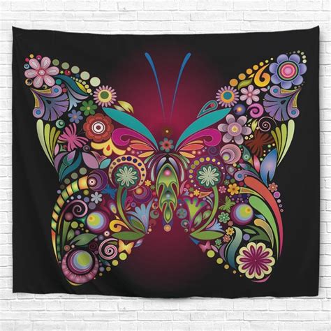 Colorful Butterfly Pattern Wall Art Tapestry Colorful W59 Inch L59