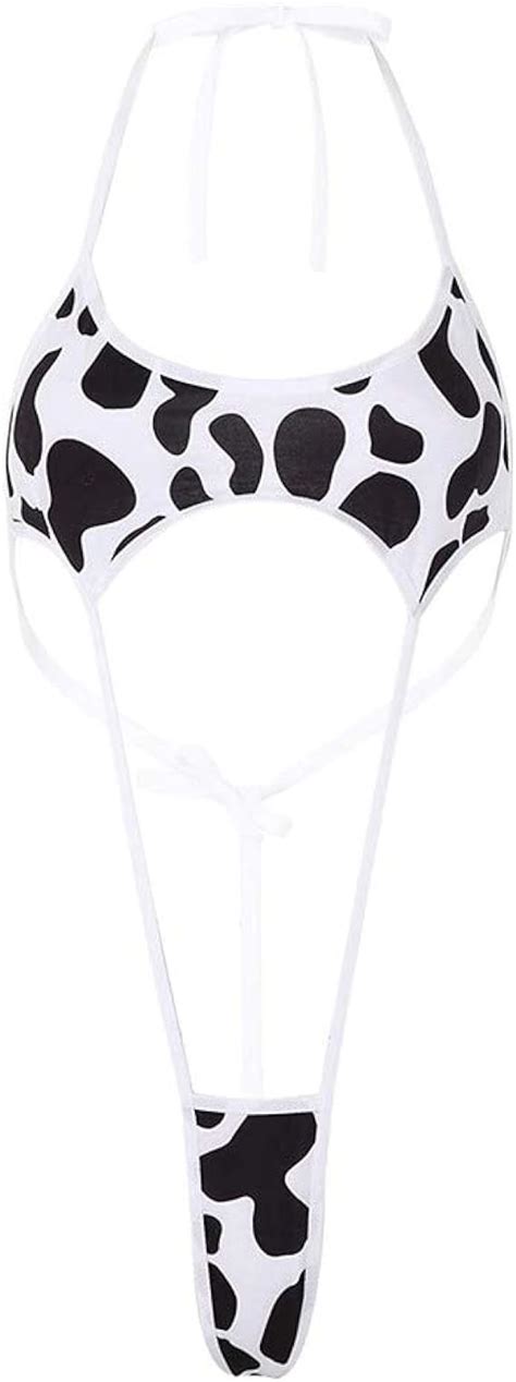 Fans Us Womens Sexy Cow Print Bikini Lingerie Set Kawaii Lingerie Cosplay Costume