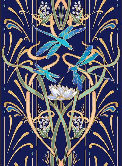 Art Nouveau Dragonfly Pattern Tapestry By L Diane Johnson Artofit