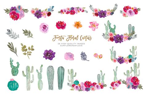 These are all available as downloadable art in my shop. Watercolor Mexican Cactus Clip Art, Mexican floral cactus ...