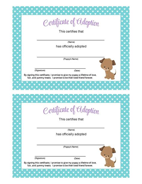 Certificado De Adopción De Mascota Certificado De Adopción Como