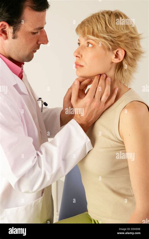 Woman Palpating Lymph Node Stock Photo Alamy